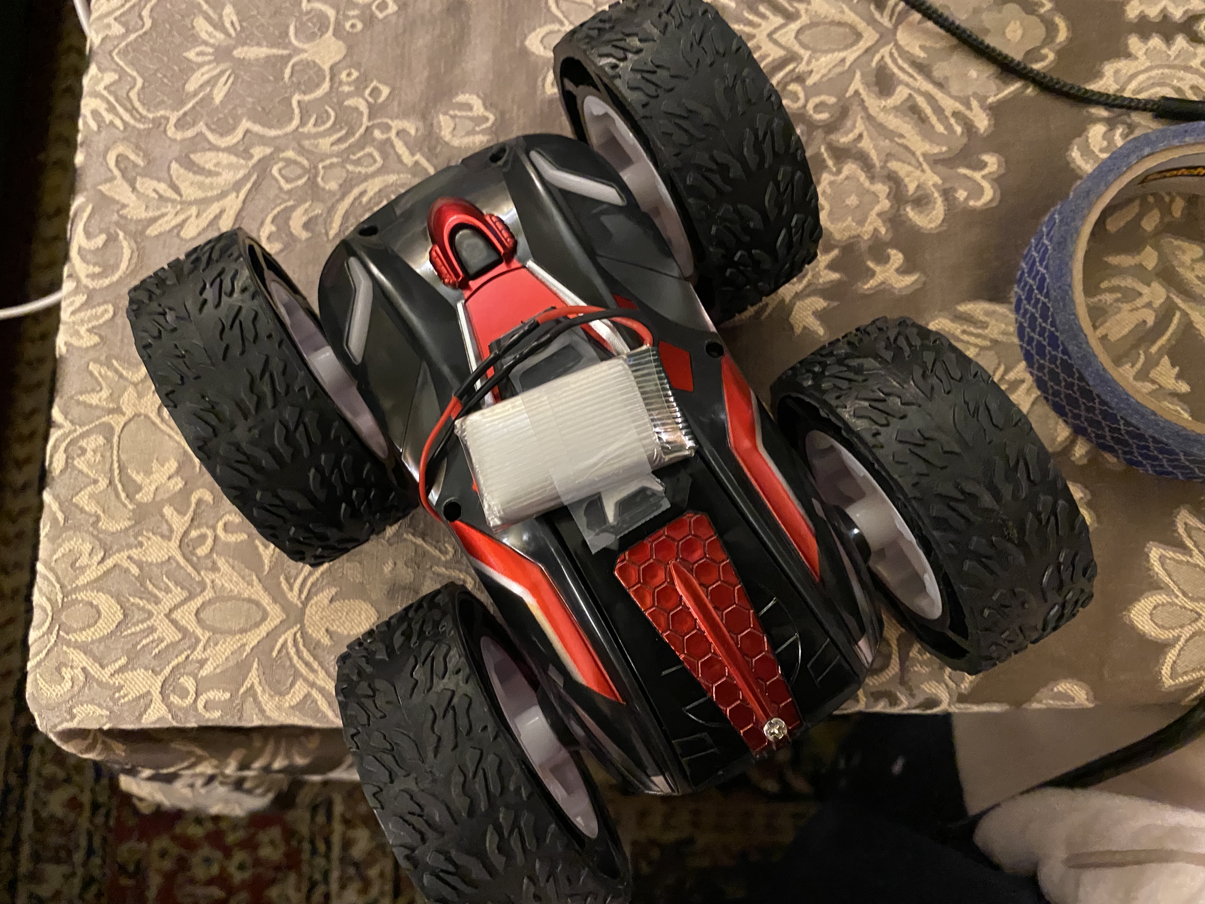 battery attached to RC car